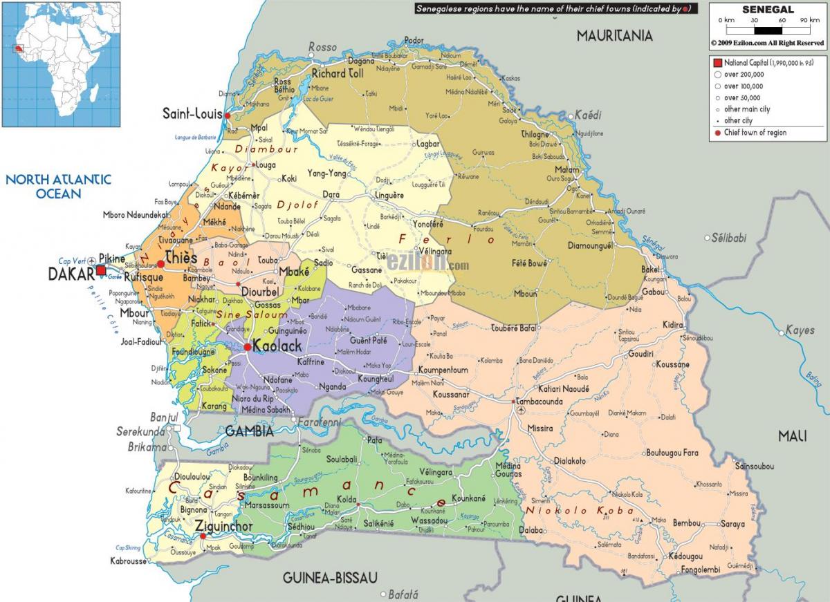 Senegal país en el mapa del món