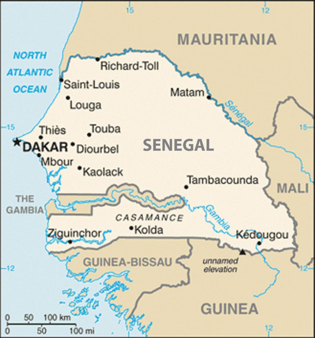 mapa del Senegal i de països de l'entorn