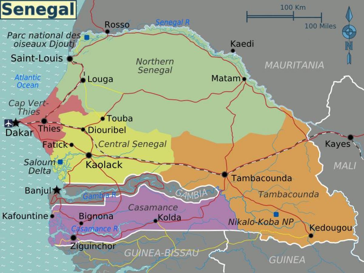 mapa de Senegal política