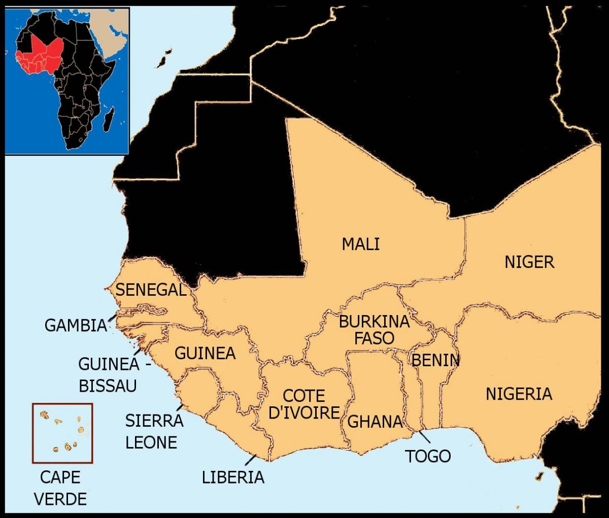 mapa de Senegal mapa àfrica de l'oest