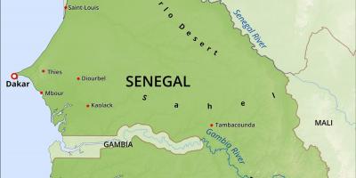 Mapa de mapa físic del Senegal
